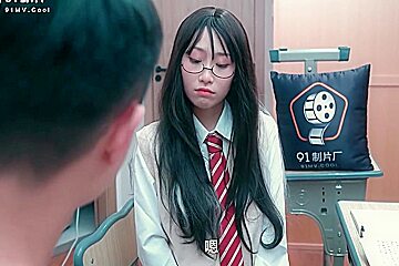 91cm235 - Asian teen 18+ student 18+ Creampied By Two Professors For Better Grades - Mmf Threesome Sex
