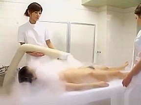 Asian Girl Fucked With Toy Fingered By 2 Masseuses While Steam Comming To H
