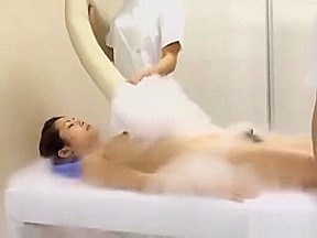 Asian Girl Fucked With Toy Fingered By 2 Masseuses While Steam Comming To H