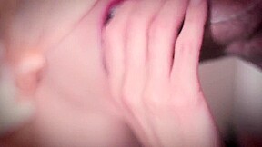 BABE IN BLACK LINGERIE LICKS CUM OFF THE FLOOR