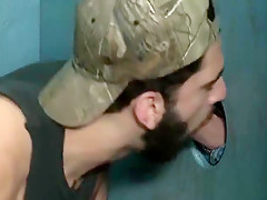 Bearded dude sucking and stroking