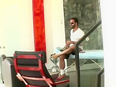 Bearded guy goes for a massage