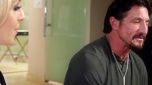 Blonde masseuse swallows