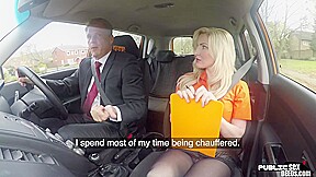 Bosomy driving MILF in lingerie fucked in car outdoor