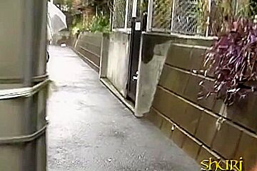 Chubby Japanese babe got a Street Sharking in the rain