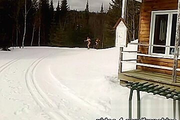 Cross Country Skiing Naked Cabin Blow Job - KinkyFrenchies