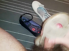 Cum on worn flats and sandals