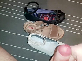 Cum on worn flats and sandals