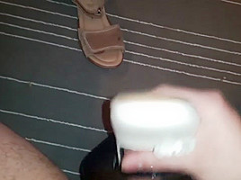 Cum on worn flats and sandals