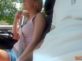 Cute amateur blonde teen 18+ girl Katy Rose nailed in the car
