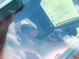 Cute amateur blonde teen 18+ girl Katy Rose nailed in the car