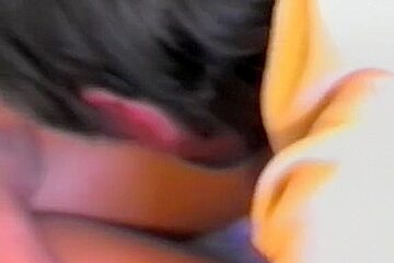 Cute ebon dancing on his weenie and cleans him up