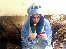 Emo Girlfriend Sucks Lollipop And Something Else In Stitch