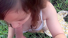 Eva in slutty gives a nice bj in one of the forest sex videos
