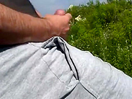 Exhibition fat cock on the beach