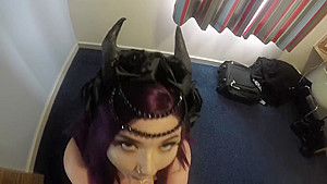 Goth Demon Slut POV Sucking Dick & Facial