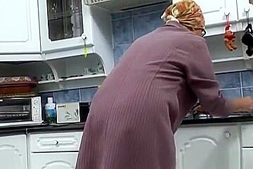 Granny Gets Fucked Hard In The Kitchen