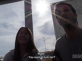 HUNT4K  Buddy nicely fucks boy's attractive girlfriend for money