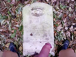 Happy Halloween! Naked in abandoned cemetery, wanking & ass play til I cum