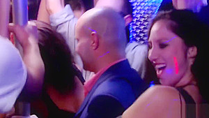 Hipster and his wife swing with a group