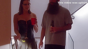 Hipster and his wife swing with a group