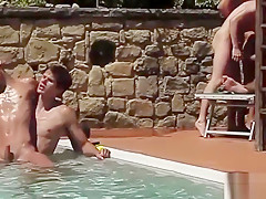 Horny Group of Gays Fucking Hard in Pool