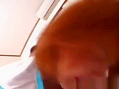 Hot asian redhead sucking cock with her part1