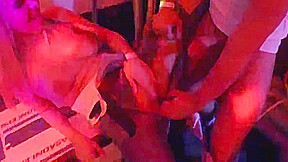 Hot beauties fucked in public at sex party