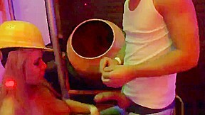 Hot beauties fucked in public at sex party