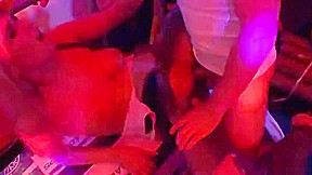 Hot beauties fucked in public at sex party