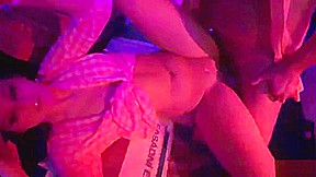Hot beauties fucked in public at sex party