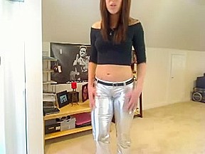 Hotty in silver leggings