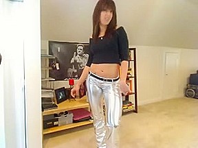Hotty in silver leggings