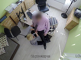 LOAN4K  Nice young lady gives a head and spreads legs in loan office