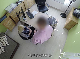 LOAN4K  Nice young lady gives a head and spreads legs in loan office
