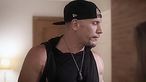 Lena offered herself to the repo man got on her knees and suck him off