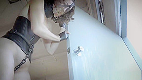 Masked slave squirts during rough punishment
