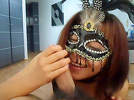 Mypet slave in her uniform sucking my cock