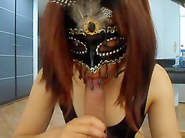 Mypet slave in her uniform sucking my cock