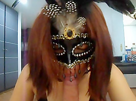 Mypet slave in her uniform sucking my cock