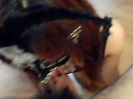 Mypet slave in her uniform sucking my cock