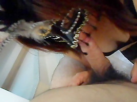 Mypet slave in her uniform sucking my cock