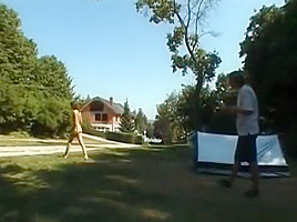 Naked camping girl