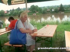 Nasty granny gets to hard threesome