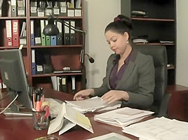 Old Boss fuck big tits secretary and cum covered her boobs