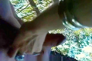 Oral caress with a tranny in a forest