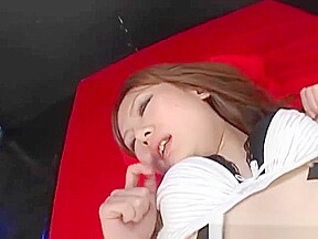 Oriental girl in white bra and panties brought to orgasm with sex toy