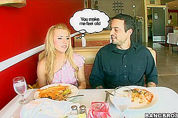 Pale blonde babe Lexi Belle has fun with her boy