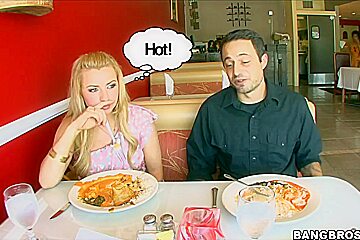 Pale blonde babe Lexi Belle has fun with her boy