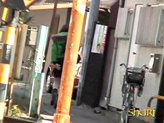 Public sharking video showing a cute Japanese chick